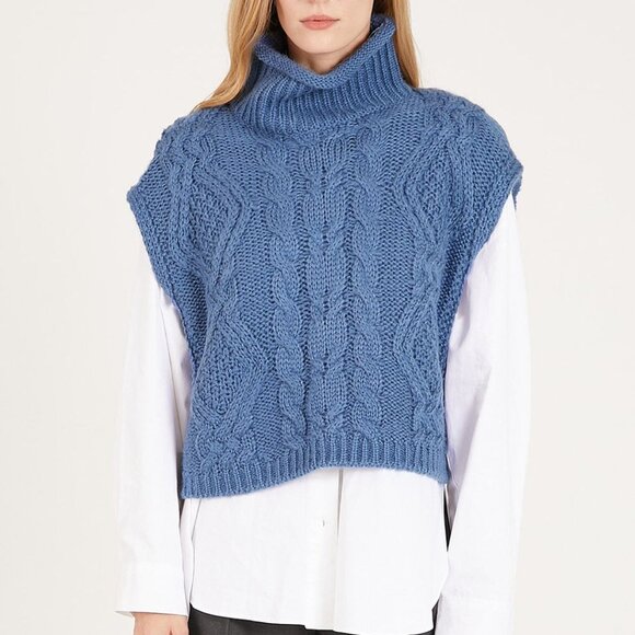 Storets Daisy Turtle Neck Cable Knit Vest S/M - Picture 3 of 16